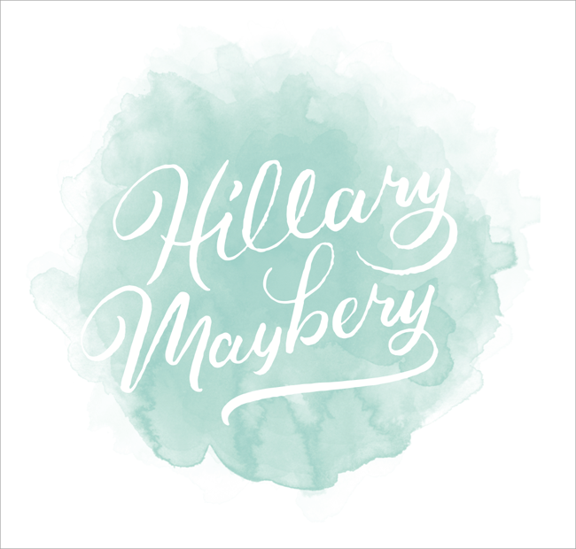 Hillary Maybery logo mockup with watercolor background