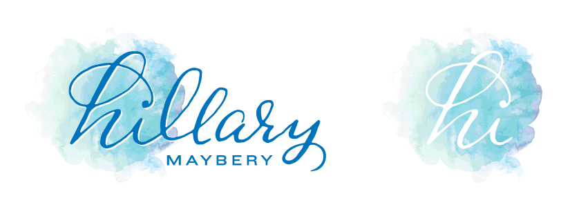 Hillary Maybery logo mockup with motion alternating color options