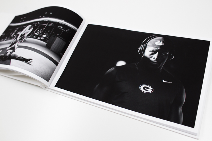 Images of football players in Shawn Hubbard's print portfolio.