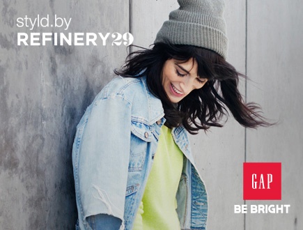 Photo of a woman in a denim jacket and grey beanie for Gap taken by New York-based portraiture photographer Winnie Au.