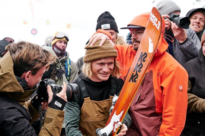 Skiers celebrating at NZSki resorts photographed by Jameson Clifton