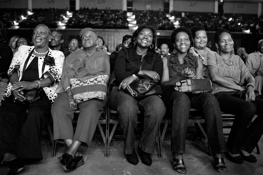 Photograph by Jonathan Hanson of audience watching a gospel choir perform