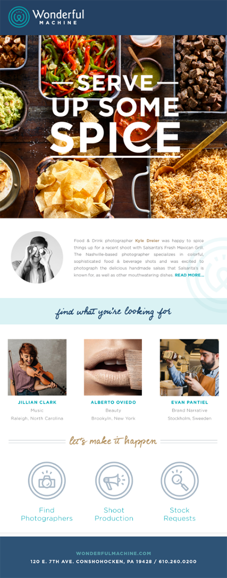 emailers, email marketing, photographer marketing, photography marketing, creatives, creative emailers, food photographer, food and drink, photographer, food photo, food emailer, creative agency, ad campaign, social media campaign 