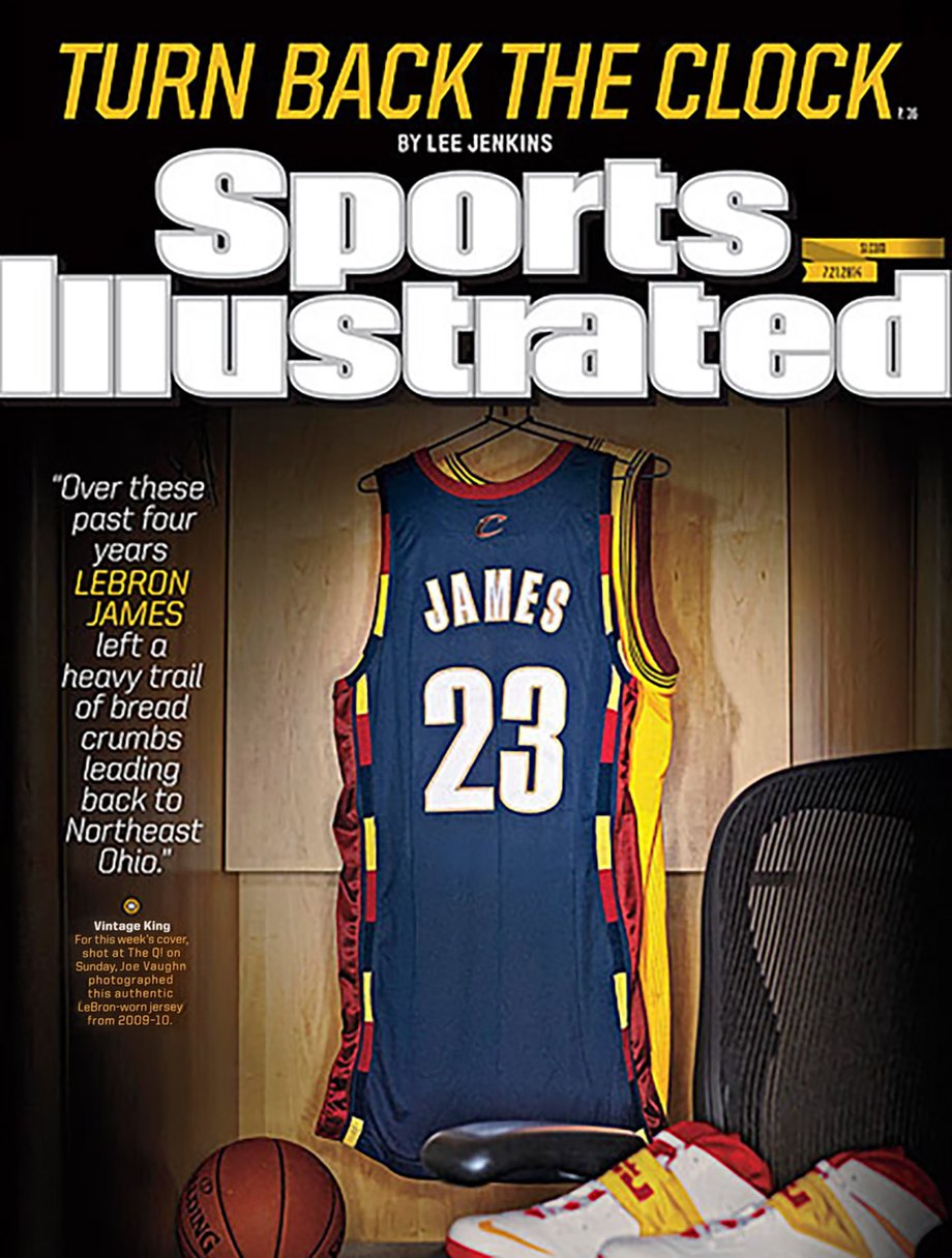 Detroit-based food and travel photographer Joe Vaughn's cover for the Sports Illustrated issue announcing Lebron James leaving the Miami Heat for Cleveland.