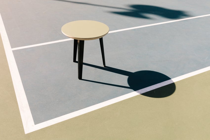 Floyd side table on tennis court by Liz Kuball