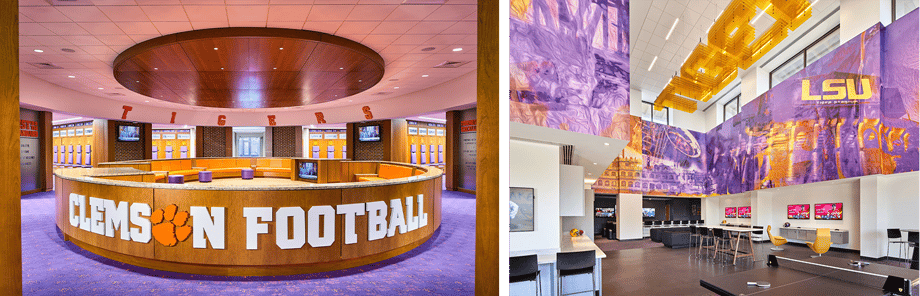 Michael Robinson photographs the facilities at Clemson and LSU.