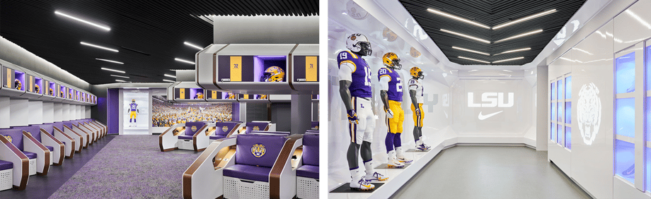 Michael Robinson photograph of state-of-the art facilities at Clemson and LSU.