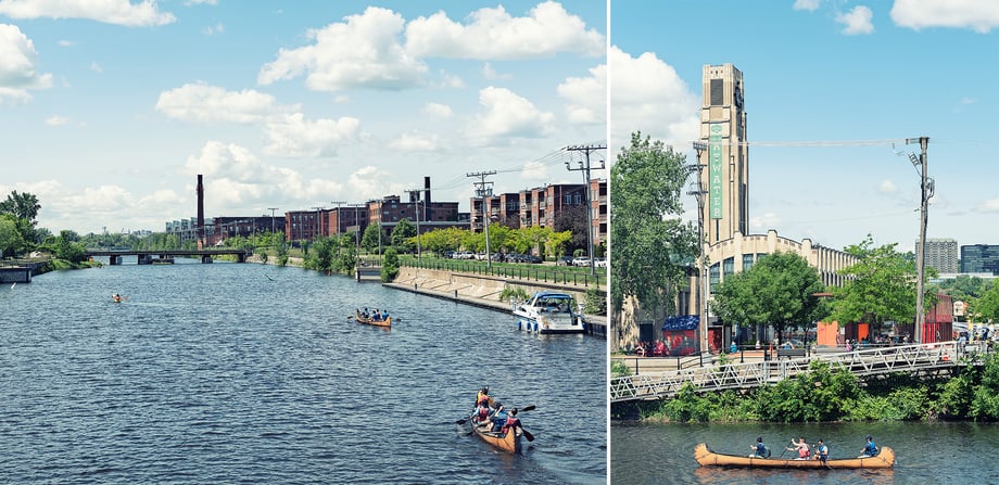 Two of David's photos of Lachine Canal with recreational boats