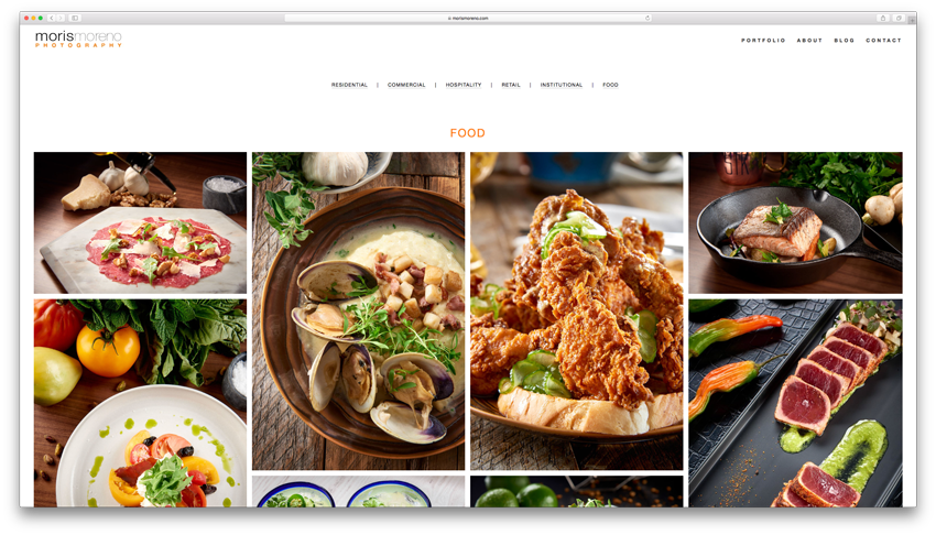 Screenshot of Moris Moreno's food portfolio on his website