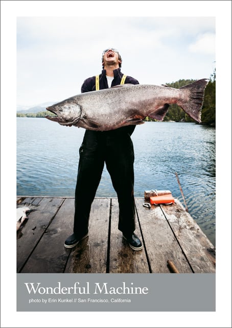 Erin Kunkel man with fish portrait, print mailer promo