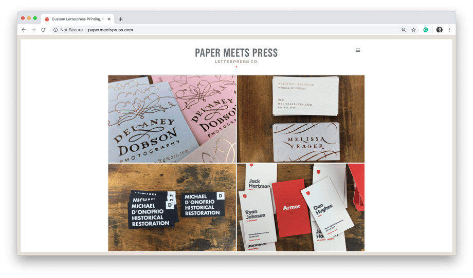 Paper Meets Press creative business card designs