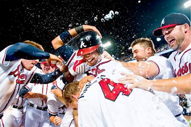 Victory celebration shot by Atlanta-based conceptual photographer Pouya Dianat for the Atlanta Braves
