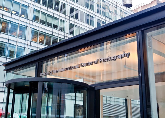 Outside the entrance to the School of the International Center of Photography