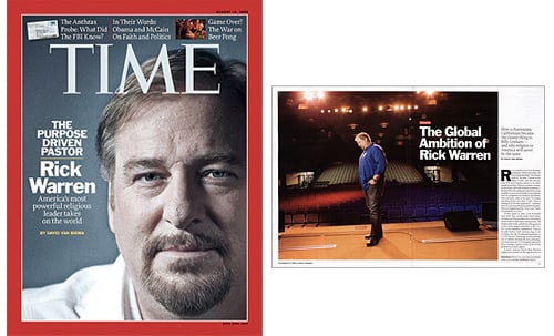 Rick Warren gracing the cover of Time by Robert Gallagher.
