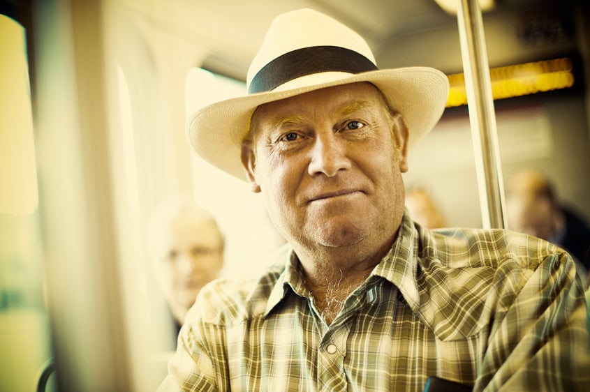 A passenger on the train shot by Atlanta-based portrait photographer Scott Areman for Sound Transit