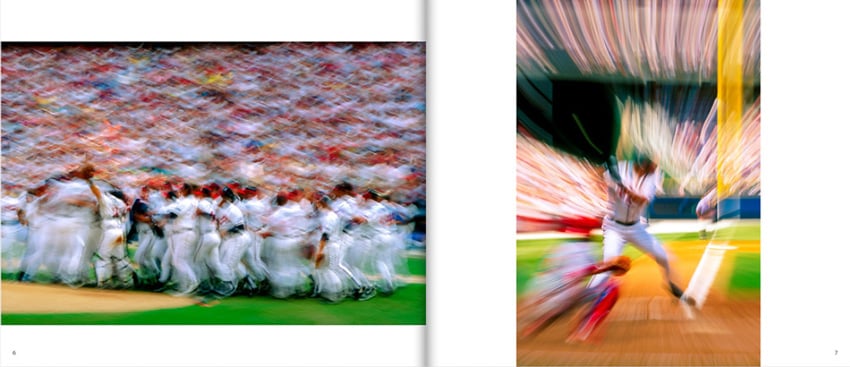 Tear sheet of time lapsed photos from babseball game shot by photographer Chris Hamilton.