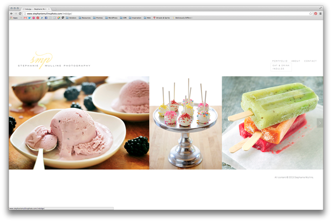 Icecream and other cold treats displayed on a photographer's website