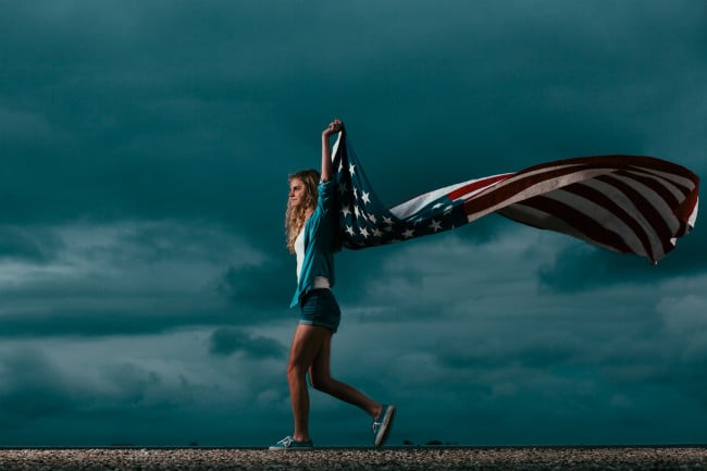 Seth Lowe/ Peoria, Illinois american girl with flag