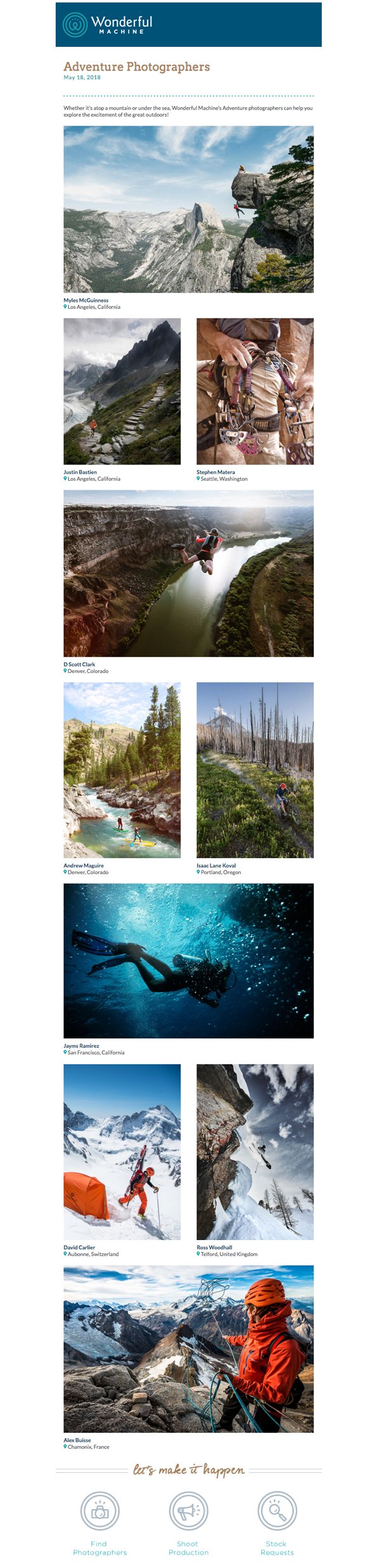 screenshot of Wonderful Machine's Adventure Photographers mailer