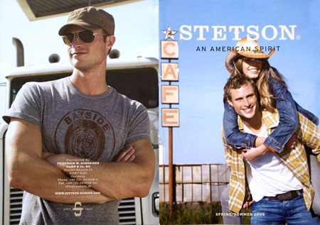 Front and back covers of Stetson Magazine, one image showing a man posing in front of a tractor and the other of a country couple hugging. 