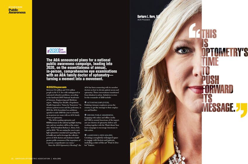 Tear sheet from Steve Craft's American Optometry Association assignment featuring a profile of one of their doctors