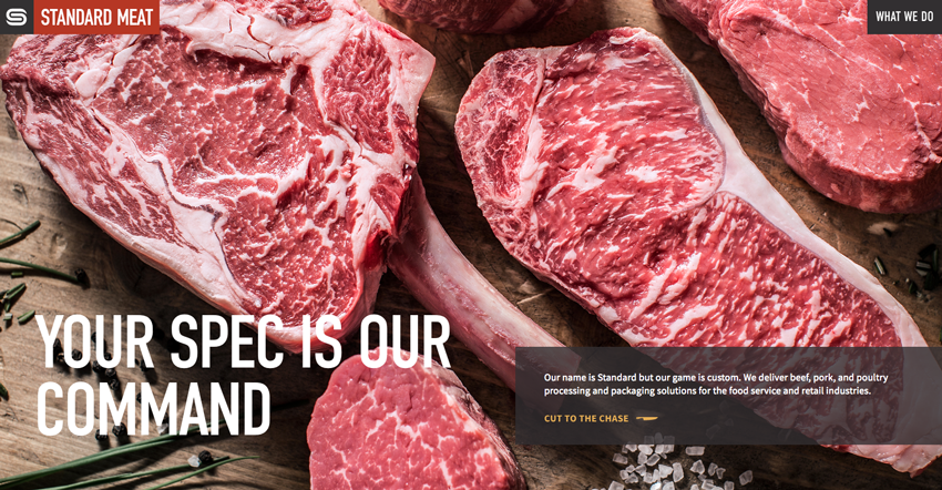 tearsheet from standard meat's website showing a close-up of Tadd Myer's food photography of the raw meat
