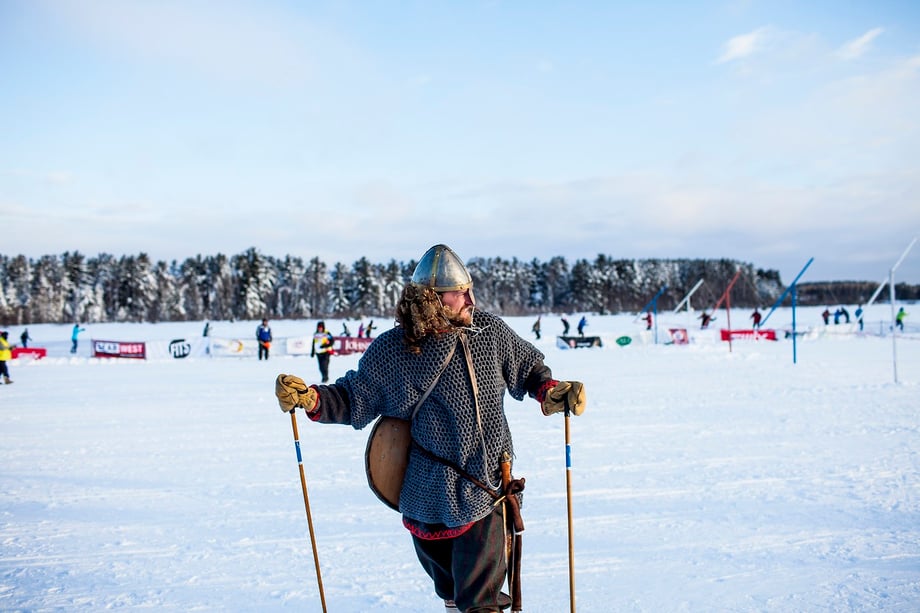 A viking skier, photograph by Narayan Mahon