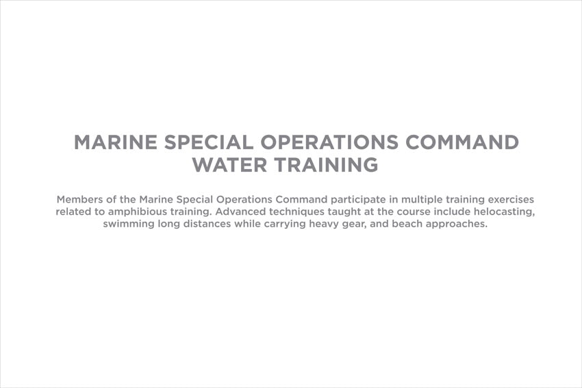 An example of one of Vance's training project pages: Marine Special Operations Command Water Training