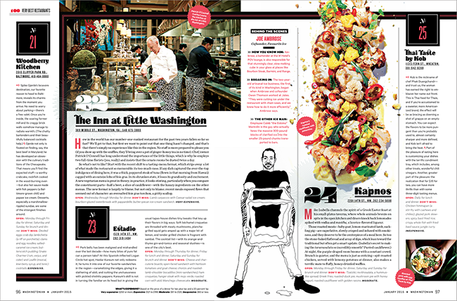Washington, D.C.-based editorial food photographer Scott Suchman shot the cover of the January issue of Washingtonian Magazine as well as an inside spread about DC’s best restaurants.