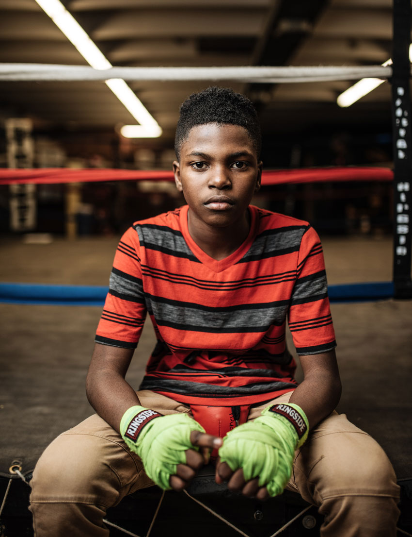 Will Crooks' portrait for Lululemon shows a Teenage Boxer sitting ringside with his hands wrapped
