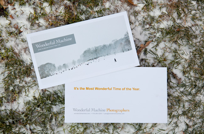 Winter postcard created using New York-based photographer Michael Grimm's photo with Wonderful Machine promo with tagline