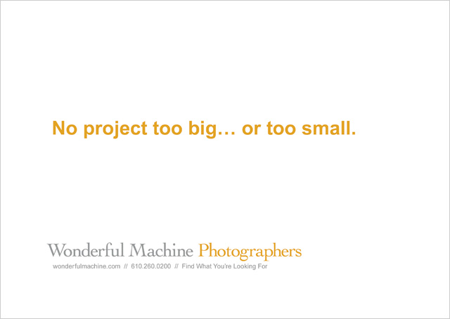 Wonderful Machine promo with tagline 'no project too big or too small'