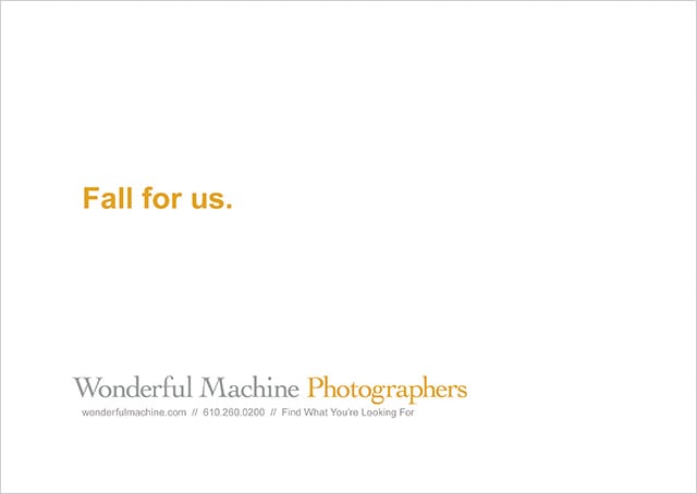 Wonderful Machine promo back-end with tagline 'fall for us'