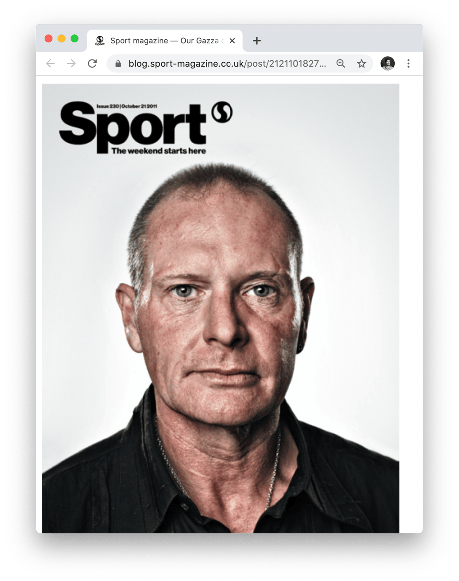 Jon Enoch's cover image of soccer player Paul Gascoigne for Sport Magazine