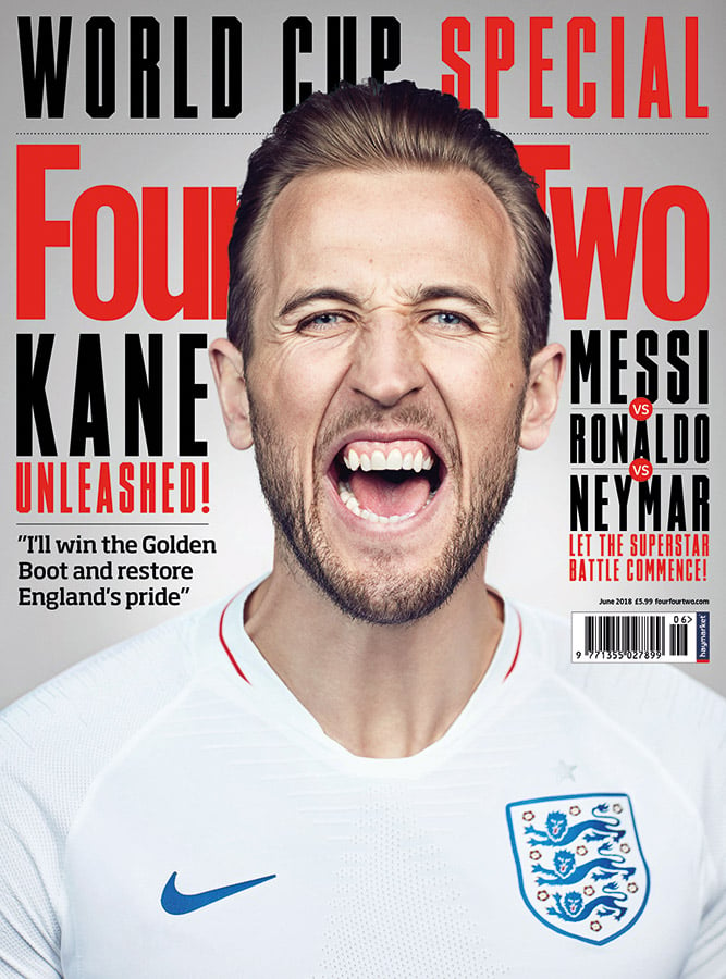 Soccer Player Harry Kane on the cover of FourFour Two Magazine photographed by Jon Enoch