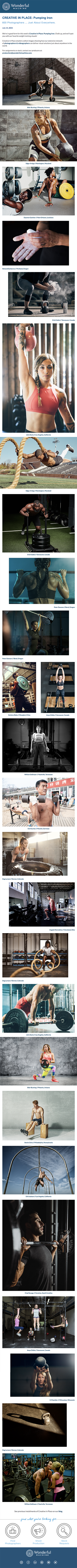 Wonderful Machine's July Creative In Place emailer campaign: Pumping Iron