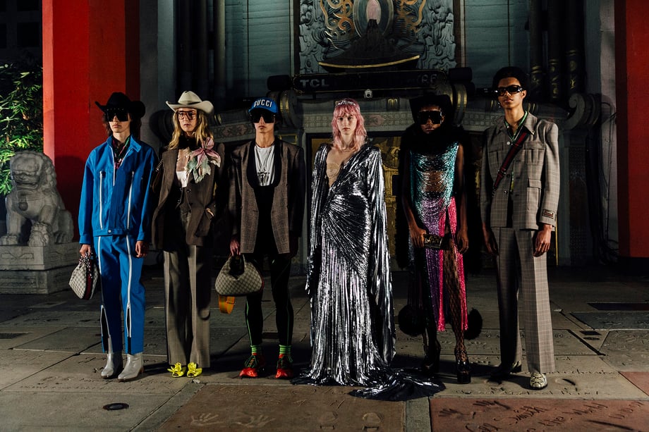 Talent from Gucci show at TLC Chinese Theatre shot by Emily Malan for Vogue.