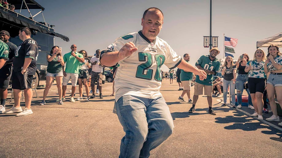 Eagles fans at Lincoln Financial Field tailgate shot by Zave Smith for Metro Philadelphia