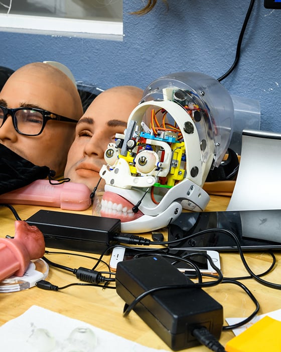 A robotic head at the RealDoll robot workshop in San Marcos, California photo by Alastair Philip Wiper