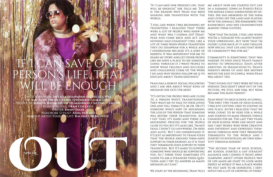 Fran Collazo featured on Out and Out Magazine by Amy Rose Productions