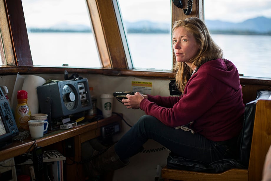 Skipper Hollis Jennings on her boat photographed by Anya Chiblis.