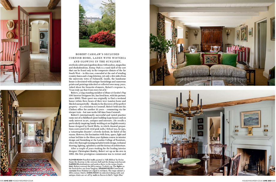 Tear sheet of Home & Garden magazine feature on Robert Carslaw's Cornwall home shot by Anya Rice