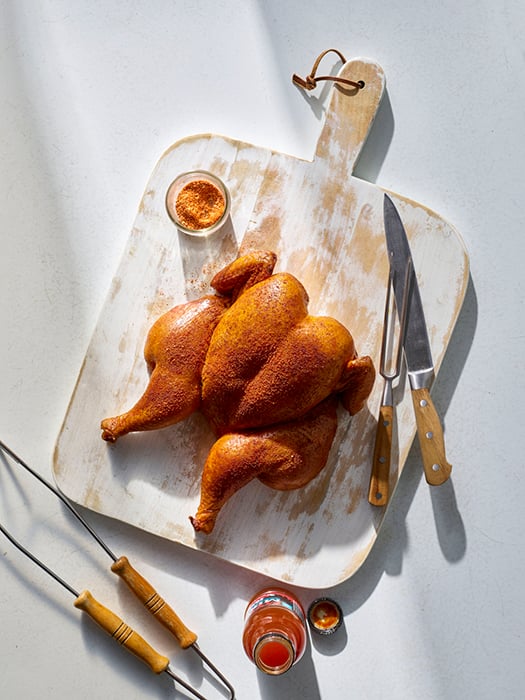 Barbecue chicken photographed by Dhanraj Emanuel for Keto BBQ. 