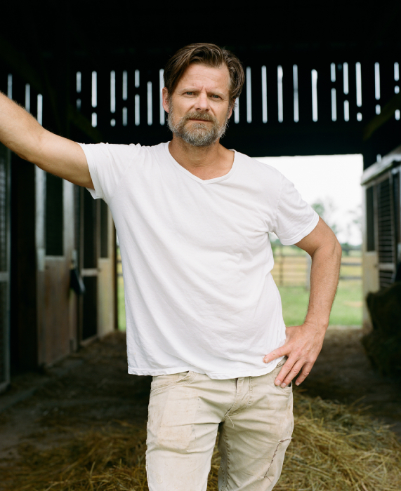 Portrait of Steve Zahn in his stables shot by Egan Parks for the Hollywood Reporter