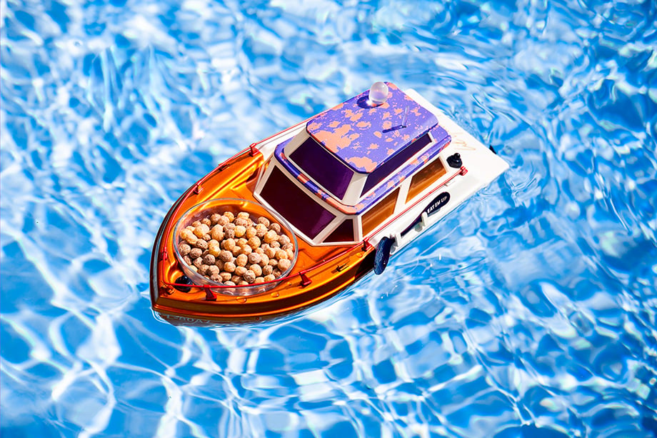 Lil Yatchy and Reese's Puffs' yatch in the pool. Photographed ny Emily Malan. 