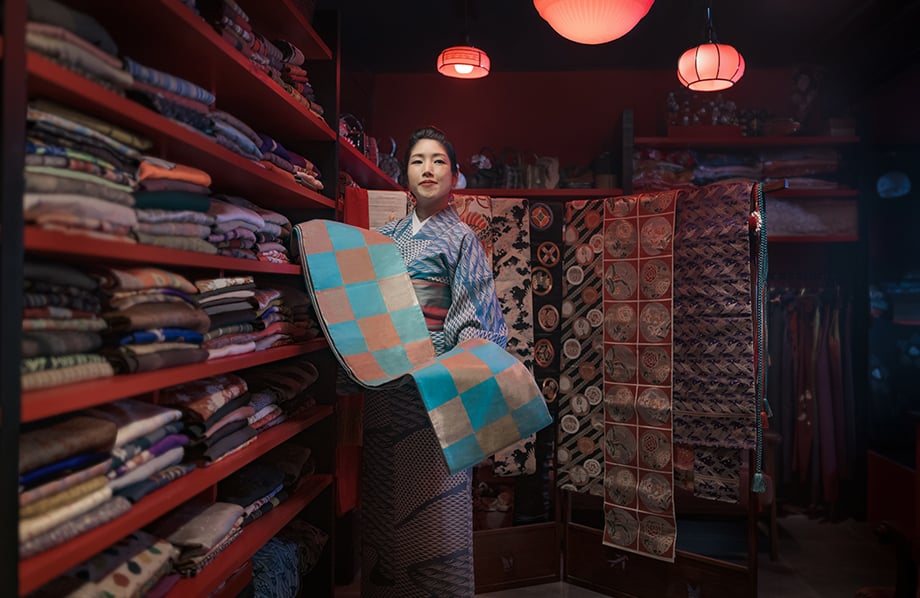 Mai Odashima at her shop Kien Kimono. Photographed by Irwin Wong. 