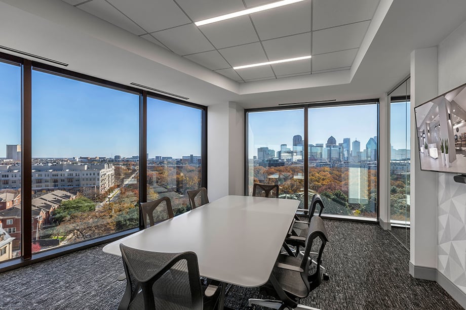 A conference room overlooks the nearby park. Photographed by Jasmine Anwer.