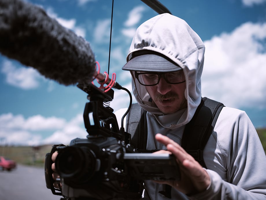 A behind-the-scenes image of Kody Kohlman filming. 