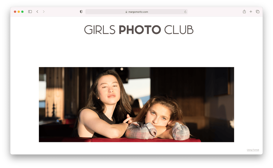 A screen shot of Girls Photo Club web page by Margo Moritz