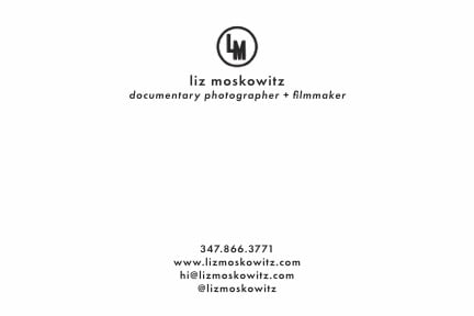 Back of photographer Liz Moscowitz's postcard after implementing BaM! Plan
